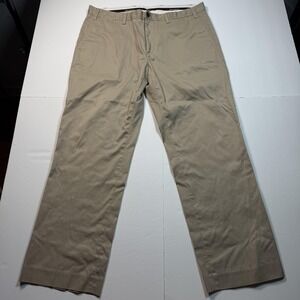 Eddie Bauer Pants Mens 38x30 Khaki Chino Stretch Flat Front Double Button Twill